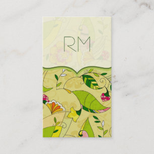 Retro Abstract Floral Collage Template Business Card
