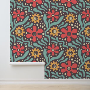 Retro Abstract Floral Mid Century Wallpaper