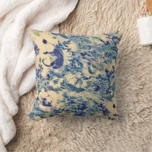 Retro Abstract Flowers Butterfly Artwork Garden Cushion