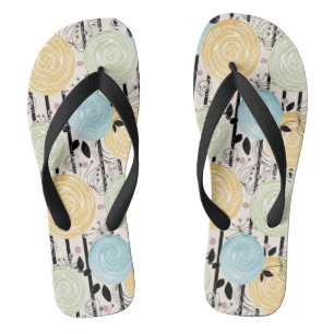 Retro, abstract flowers jandals