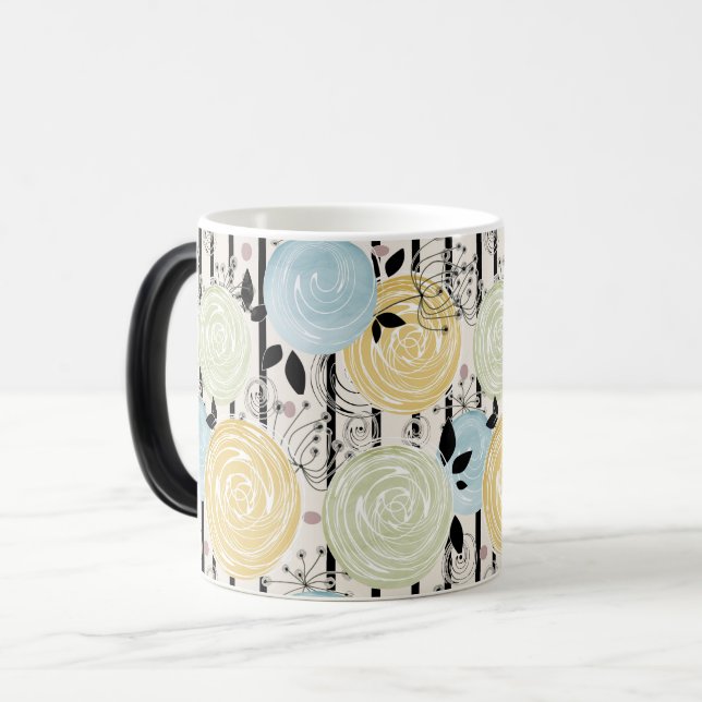 Retro, abstract flowers magic mug (Front Left)