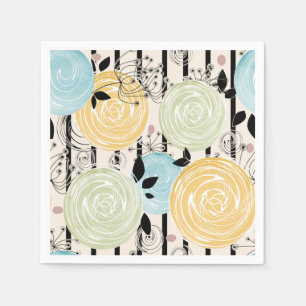 Retro, abstract flowers napkin