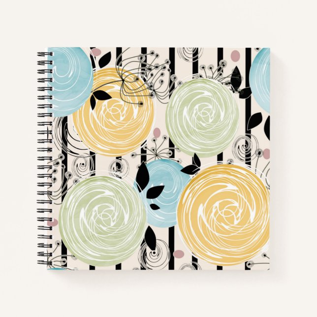 Retro, abstract flowers notebook (Front)