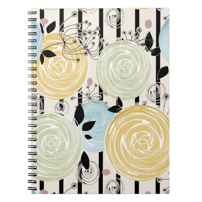 Retro, abstract flowers notebook (Front)