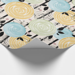 Retro, abstract flowers wrapping paper