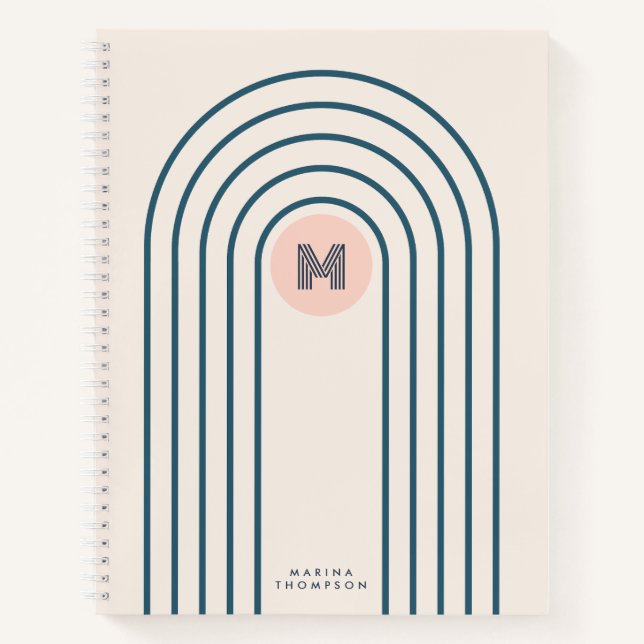 Retro Abstract Geometric Lines Arches  Notebook (Front)