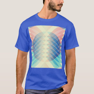 Retro Abstract Geometric Lines Shapes Red Blue Cre T-Shirt