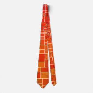 "Retro Abstract Geometric" Men's Orange Gold Fun Tie