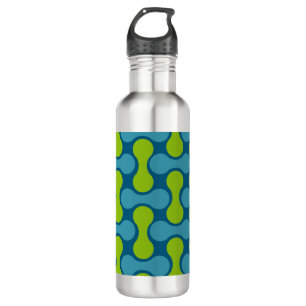 Retro Abstract Geometric Pattern in Blue and Green 710 Ml Water Bottle