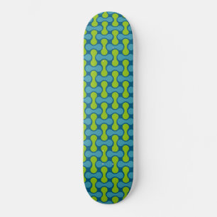 Retro Abstract Geometric Pattern in Blue and Green Skateboard