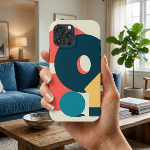 Retro Abstract Geometric Risograph Art Design iPhone 13 Pro Max Case