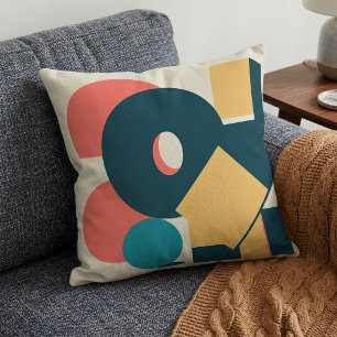 Retro Abstract Geometric Risograph Art Design Cushion