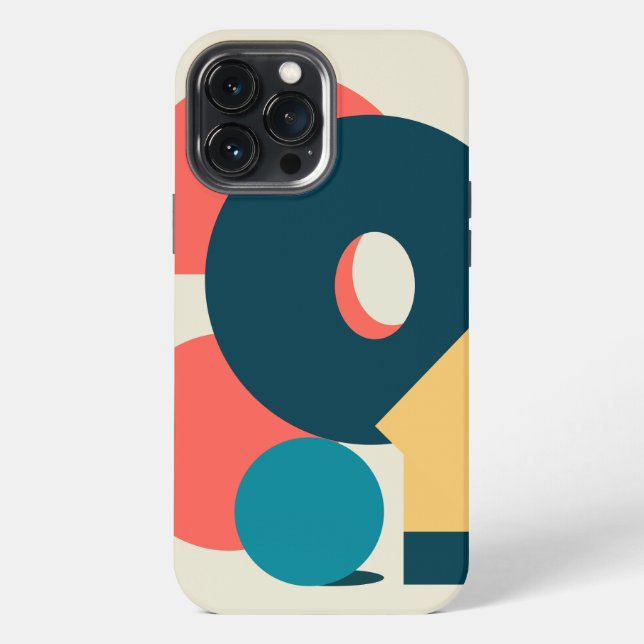 Retro Abstract Geometric Risograph Art Design iPhone Case (Back)