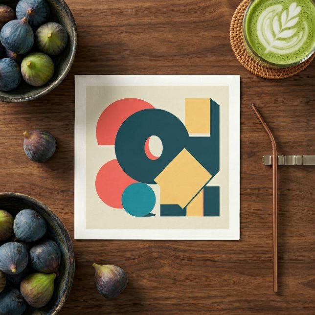 Retro Abstract Geometric Risograph Art Design Napkin (Retro Abstract Geometric Risograph Art Design. Napkins)