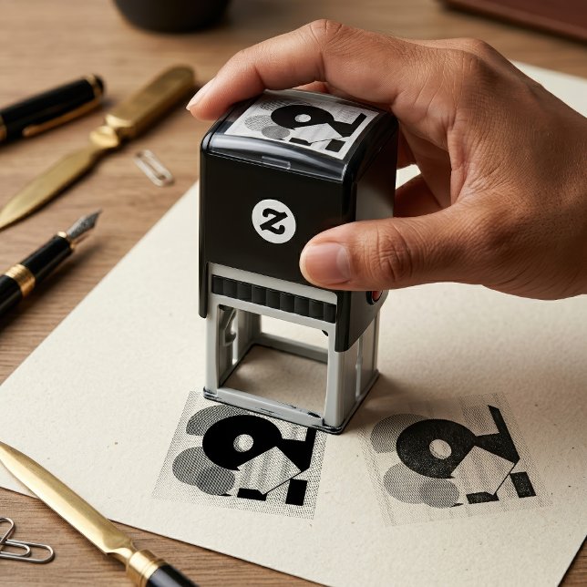 Retro Abstract Geometric Risograph Art Design Self-inking Stamp (Retro Abstract Geometric Risograph Art Design. Self-inking Stamp)