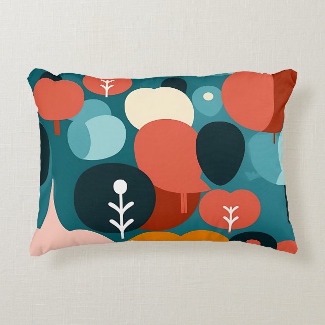 Retro Abstract Geometric Throw Pillow (Front)