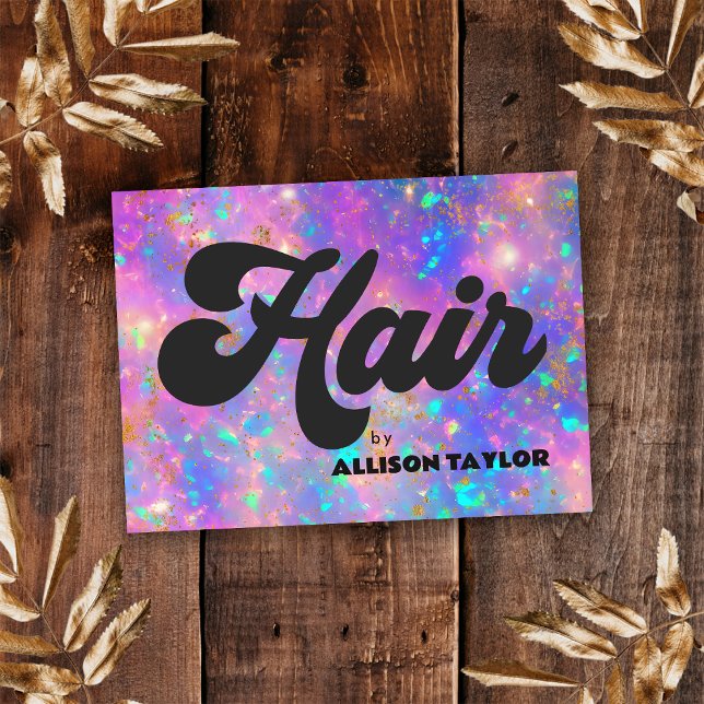 Retro Abstract Gold Fire Opal Gemstone Hairstylist Business Card (Front )