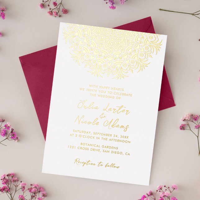 Retro Abstract Golden Floral Mandala Wedding (Creator Uploaded)