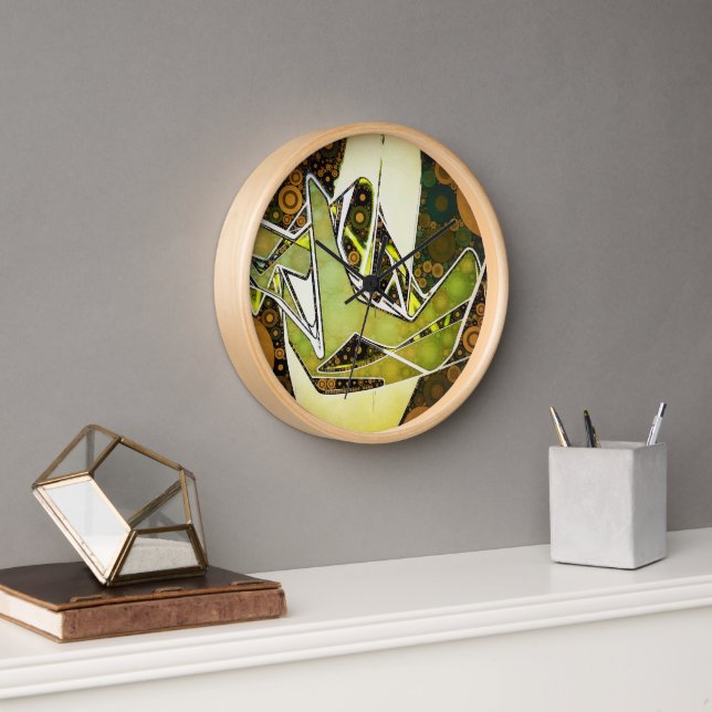 Retro Abstract Graffiti Geometric Urban Hand Clock (Office)