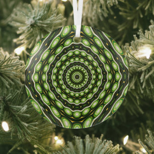 Retro Abstract Green Pattern Glass Tree Decoration