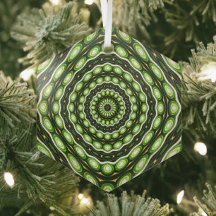 Retro Abstract Green Pattern Glass Tree Decoration