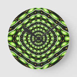 Retro Abstract Green Pattern Round Clock