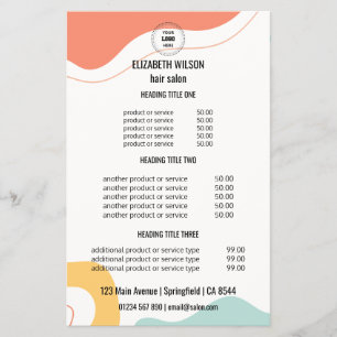 Retro Abstract Hair Salon Service Menu Warm Flyer
