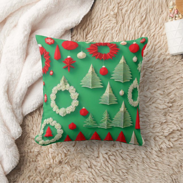 Retro Abstract Happy Holidays Christmas  Cushion (Blanket)
