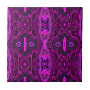 Retro Abstract Hot Pink and Magenta Pattern Tile