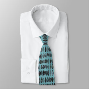 Retro Abstract Leaves On Polar Blue Background Tie