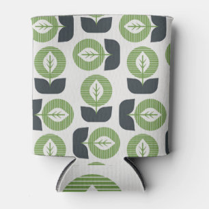 Retro Abstract Leaves: Seamless Vintage Style Can Cooler