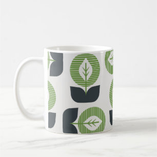 Retro Abstract Leaves: Seamless Vintage Style Coffee Mug