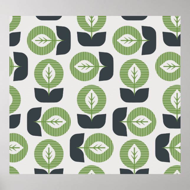 Retro Abstract Leaves: Seamless Vintage Style Poster (Front)