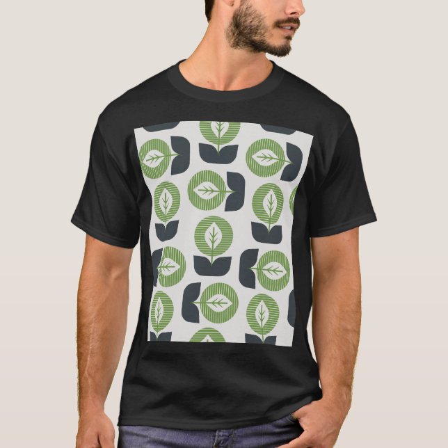 Retro Abstract Leaves: Seamless Vintage Style T-Shirt (Front)