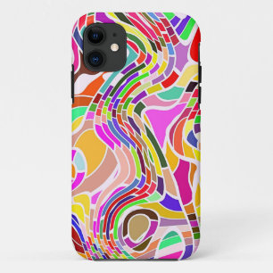 Retro Abstract Line Art   Colourful Case-Mate iPhone Case
