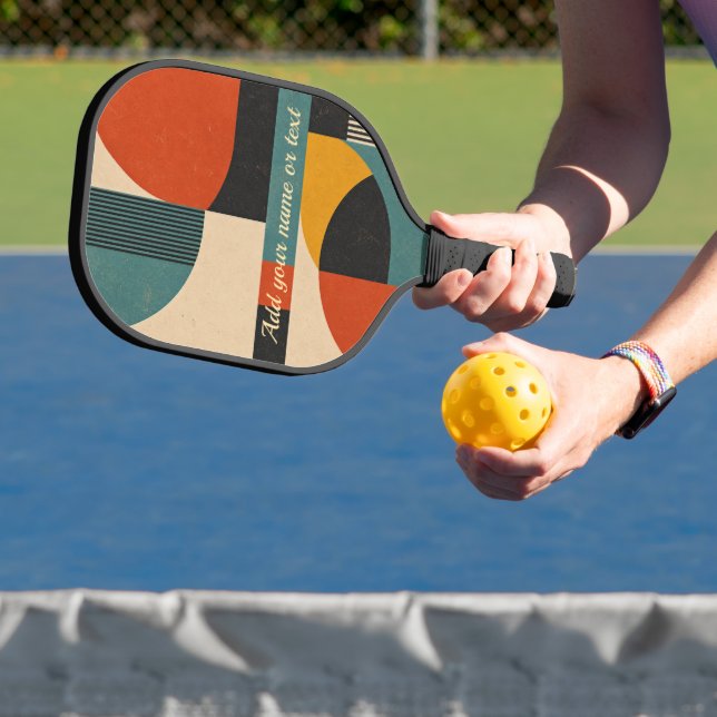 Retro Abstract Mid-Century Geometric Personalised Pickleball Paddle (Insitu)