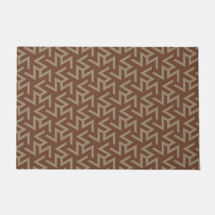 Retro Abstract Mid-Century Modern Pattern in Brown Doormat