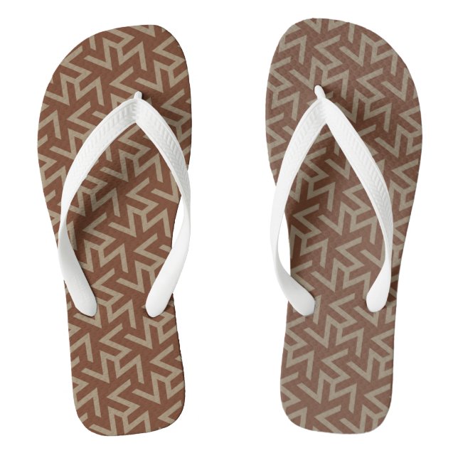 Retro Abstract Mid-Century Modern Pattern in Brown Jandals (Footbed)