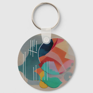 Retro abstract minimalist art  key ring