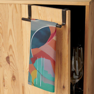 Retro abstract minimalist art tea towel