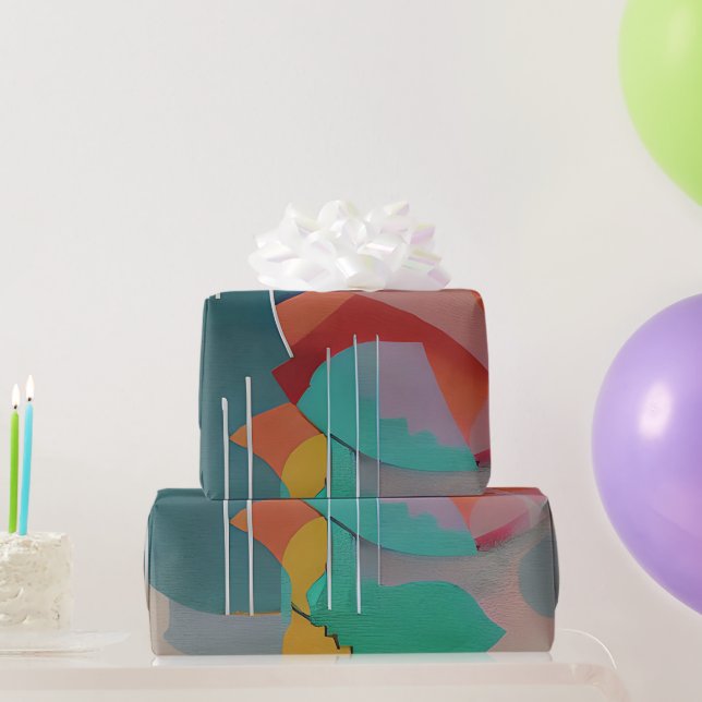Retro abstract minimalist art wrapping paper (Party Gifts)
