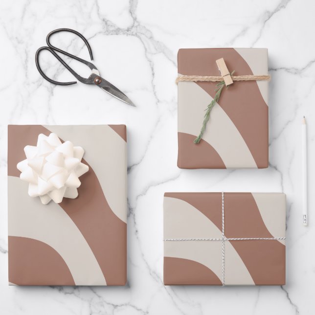Retro Abstract Mocha Mousse 01 Wrapping Paper Sheet (Front)