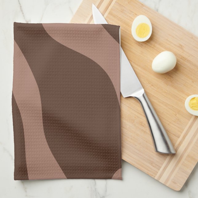 Retro Abstract Mocha Mousse 03 Tea Towel (Quarter Fold)