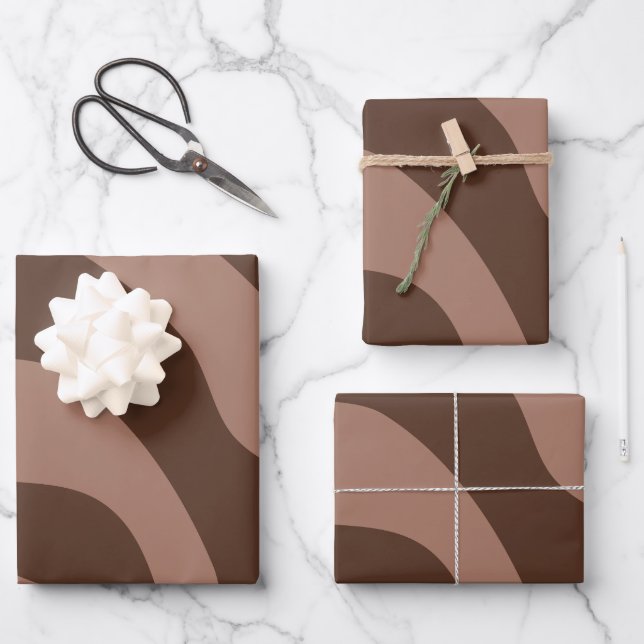 Retro Abstract Mocha Mousse 03 Wrapping Paper Sheet (Front)