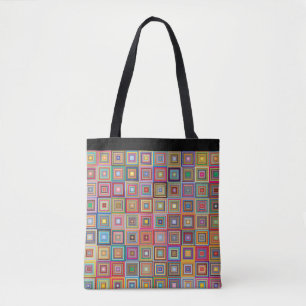 Retro abstract multicolored squares tote bag