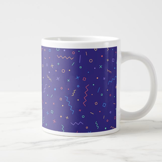 Retro Abstract Neon Pattern Large Coffee Mug (Right)