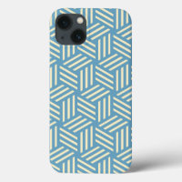 Retro Abstract Optical Illusion Cubes Pattern Blue