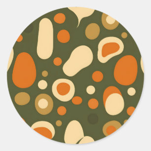 Retro Abstract Organic Shapes Pattern Classic Round Sticker
