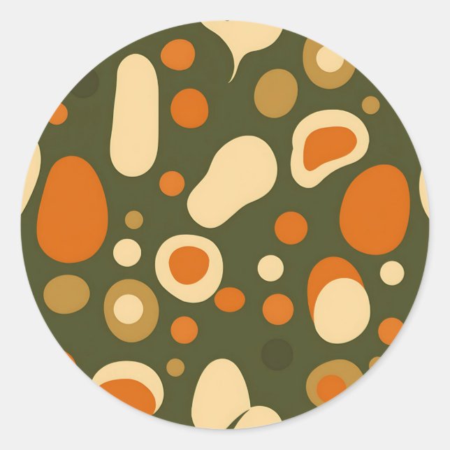 Retro Abstract Organic Shapes Pattern Classic Round Sticker (Front)