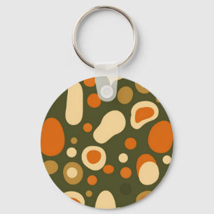 Retro Abstract Organic Shapes Pattern Key Ring